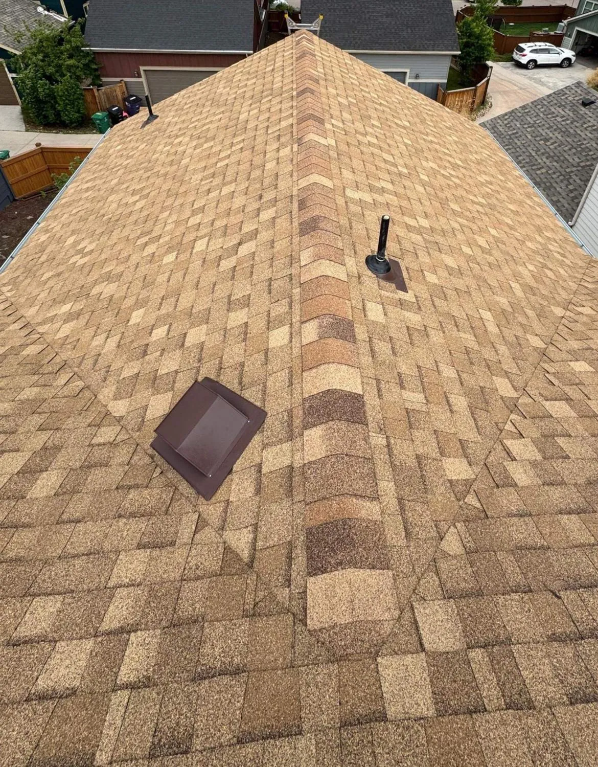 Exhaust vent on a roof installed by Alta Roofing