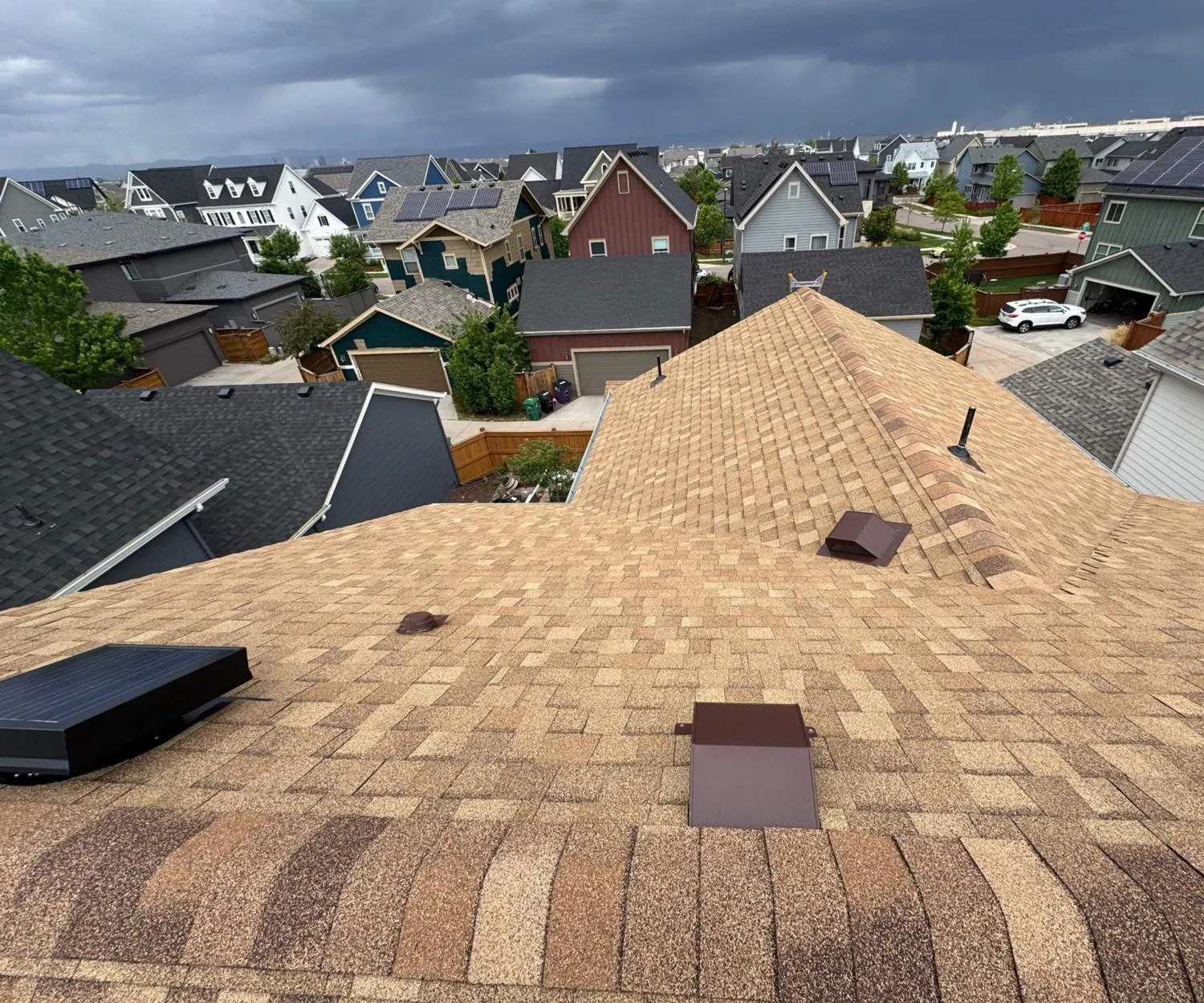 Box vents on a roof installed by Alta Roofing